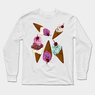 Icecreams - let’s scream for ice cream cones with cherry on top Long Sleeve T-Shirt